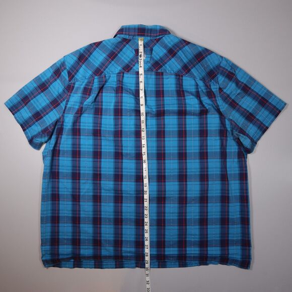 Duluth Alaskan Hardgear Borealis Shirt Blue Plaid Short Sleeve Mens XL - Picture 8 of 9